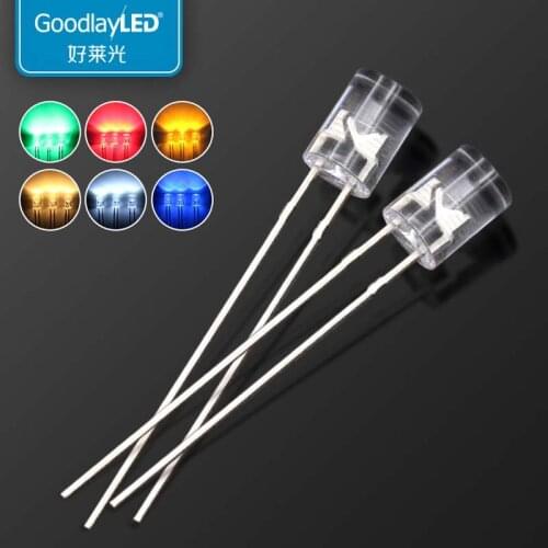 1000PCS 5mm flat head transparent long leg white warm white red blue light-emitting diode LED