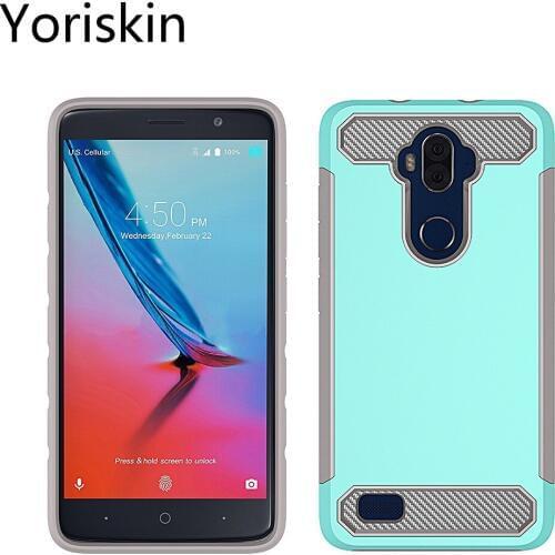 2 In 1 Drop-Protection Hard PC Soft TPU Combo Hybrid Phone Cover For ZTE Blade Max 3 Z986U With Carbon Fiber Protective Case