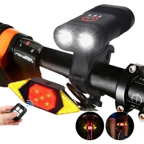 2000lm USB Rechargeable Front Bike Light 2x XM-L T6 LED Bicycle Lamp 5 Modes Cycling Headlight with Built-in Battery and Charger