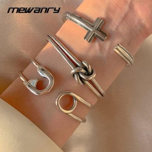 Mewanry 925 Sterling Silver Cross Pin Knotted Vintage Bracelet New Fashion Trendy Elegant Party Jewelry Birthday Gifts for Women