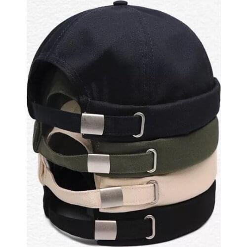 Unisex Docker Sailor Biker Cap Streetwear Pumpkin Vintage Navy Brimless Beanies Hat Melon Sailor Casual Short Harajuku Cap