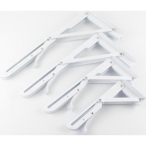 White Triangle Folding Angle Bracket Adjustable Wall Mounted Durable Bearing Shelf Bracket DIY Home Table Bench