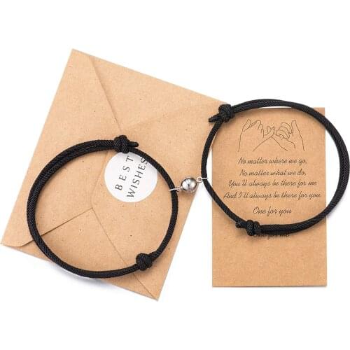 Hot Magnet Bracelet Couple Handmade Adjustable Rope Matching Braslet Infinite Love Braclet Lucky Black White Brazalete Gift