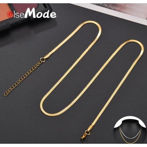 ELSEMODE Fashion Snake Chain Choker Necklaces for Women High Quality Simple Sweater Golden Necklace Friends Gift Jewelry