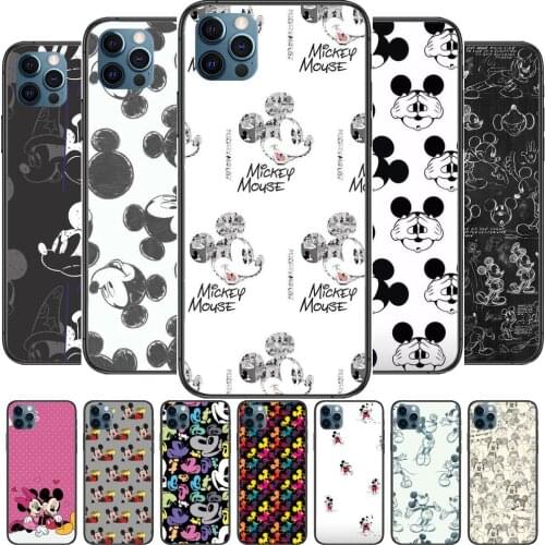Personality Mickey Anime Phone Cases cover For iphone 11 Pro Max case 12 8 7 6 S XR PLUS X XS SE 2020 mini black cell shell fun