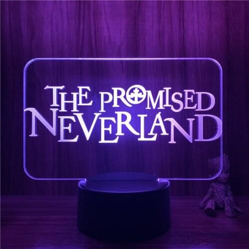 FigureCrazy 3D Nightlight The Promised Neverland Logo Sign Action Figure 7 Colors Touch Optical Illusion Lamp Decor Model