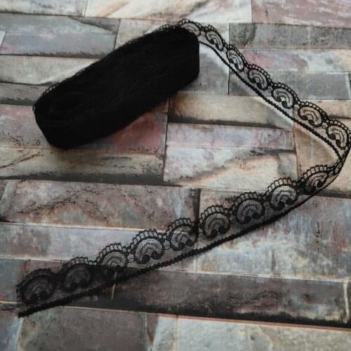 Hot Wholesale 10 yards Pretty 22mm Width Black Lace Ribbon Embroidery Lace DIY Jewelry Decoration Clothing Accessories