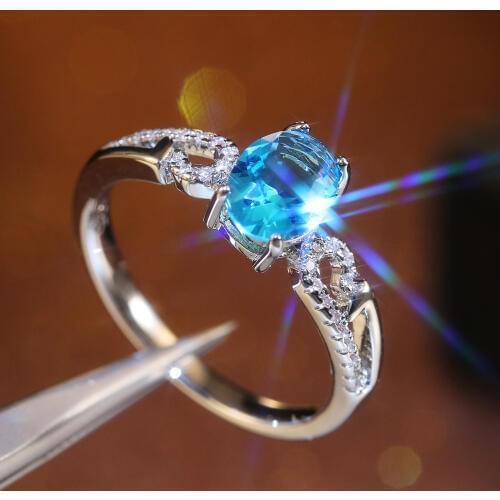 Huitan Sky Blue Oval Stone Women Ring Auspicious Clouds Micro Paved CZ Classic Engagement Ring For Wife Best Love Luxury Jewelry