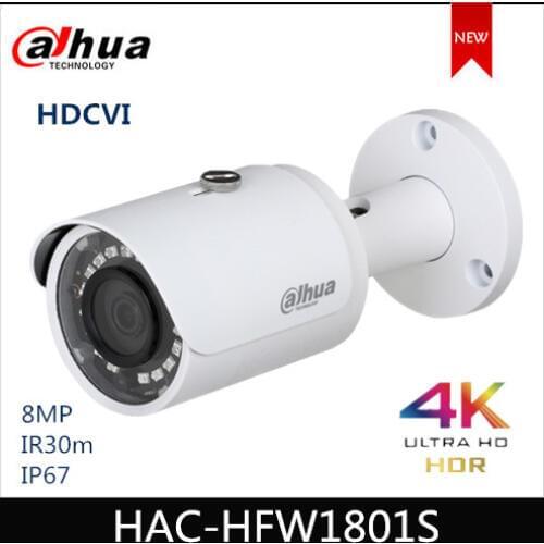 Dahua HDCVI Camera IR Bullet Camera 4K Resolution CVI CVBS AHD TVI Switchable Fixed lens HAC-HFW1801S Lite Plus Series
