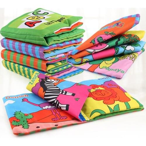 HOT 14CM Readings Cloth Fabric Books Girl Boy Baby Learning Toys Vehicle Cute Animals Letters Fruits Kids Early Education Puzzle