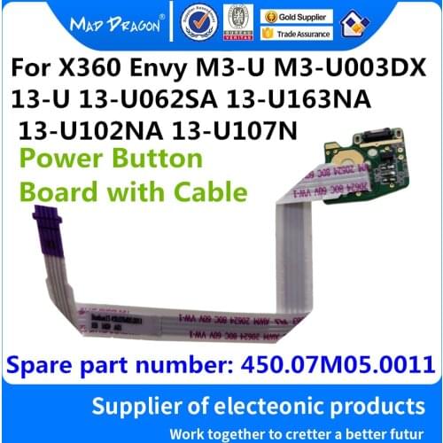 MAD DRAGON Brand Laptop Power Button Board with Cable For HP Pavilion x360 Convertible 13-U M3-U 13-U102NA series 450.07M05.0011