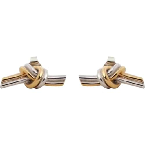 Minority Design Sense Metallic Color Separation Electroplated Knot Earrings online celebrity French Earrings