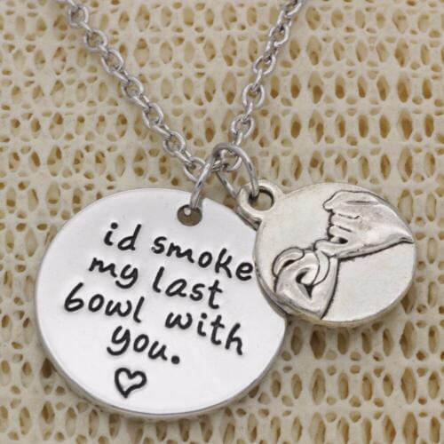 Fashion Necklace Pull hook hand in hand Id smoke my last bowl with you Alloy Necklace Chains Jewerly For Women N2021