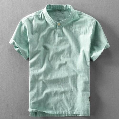 Brand Tang Suit Casual Social Dress Men Shirt Tee Tops Short Sleeve Cotton Linen Shirts Chinese Style Men Clothes Male 4xl 5xl