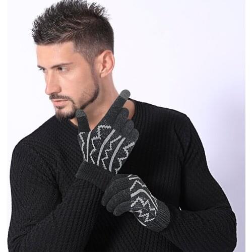 Iwarm mens gloves Cashmere Knitted Warm Gloves Cashmere Knitted man Autumn Warm Thick Gloves Touch Screen Skiing Gloves