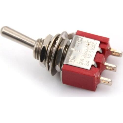 Newest 2pcs/lot Red 3 Pin ON-OFF-ON 3 Position SPDT Mini Momentary Toggle Switch 2A 250VAC / 5A 120VAC Low Price