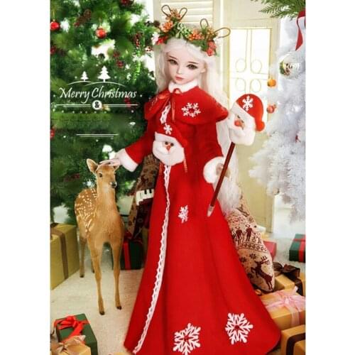 Adorable Christmas Long Sleeve Dress with Hair Accessories Set for 1/3