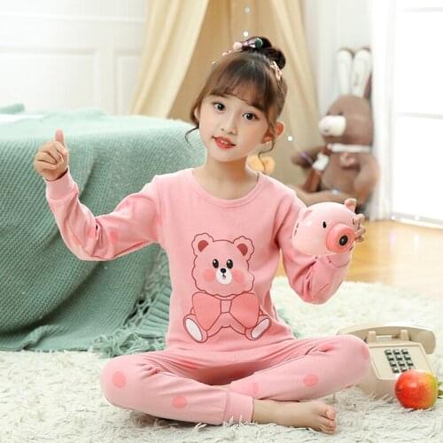 Girls Clothes Children Pajamas Kids Boys Clothes Set Sleepwear Toddler Homewear Cartoon Winter Pyjamas Long Sleeved Cotton Suit