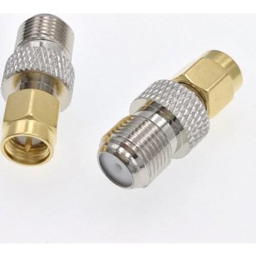 One Or 2pcs F Type Female Jack To SMA Male Plug Straight RF Coaxial Adapter F Connector To SMA Convertor Gold Tone