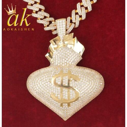 Heart Dollars Sign Necklace Personality Hip Hop Rock Street Jewelry