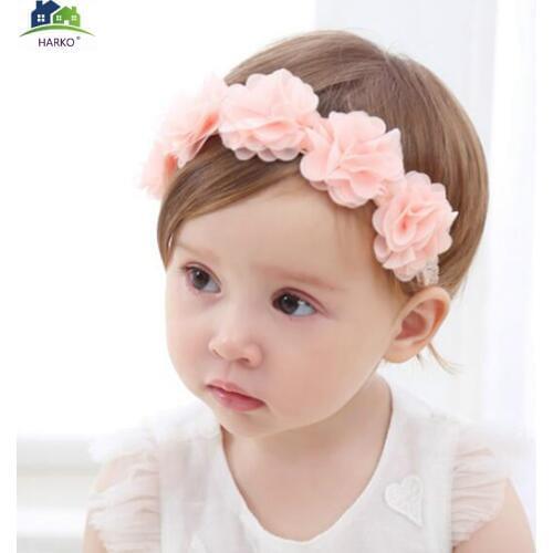 Baby Ribbon Headband Flower Hair Bands Handmade DIY Headwear Kids Hair Accessories for Children Newborn Toddler Pink White
