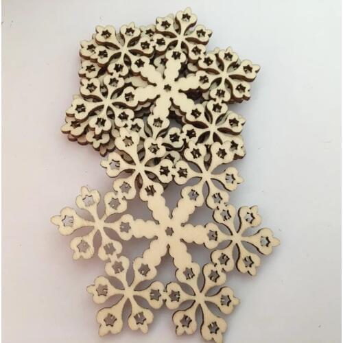 Snowflake shape Christmas wooden ornaments