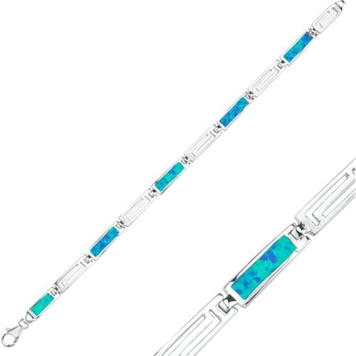 Silverlina Sterling Silver Opal Gemstone Bracelet