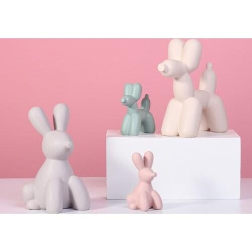 Nordic Minimalist Ceramic Dog And Rabbit Sculpture Creative Home Adornment Furnishings Living Room Tabletop Statue Ornaments
