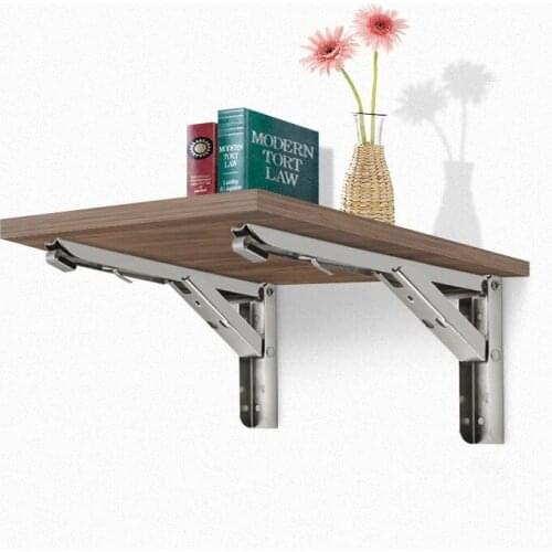 2PCS8-14In Stainless Steel Folding Bracket Support Heavy Duty Adjustable Wall Mounted Bench Table DIY Bracket Furniture Hardware
