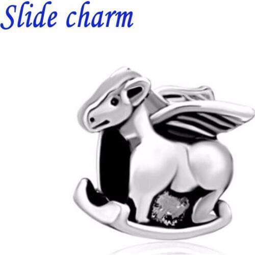 Slide charm of the new Childrens Fashion Accessories childhood small horse charm beads fit Pandora bracelet free shipping