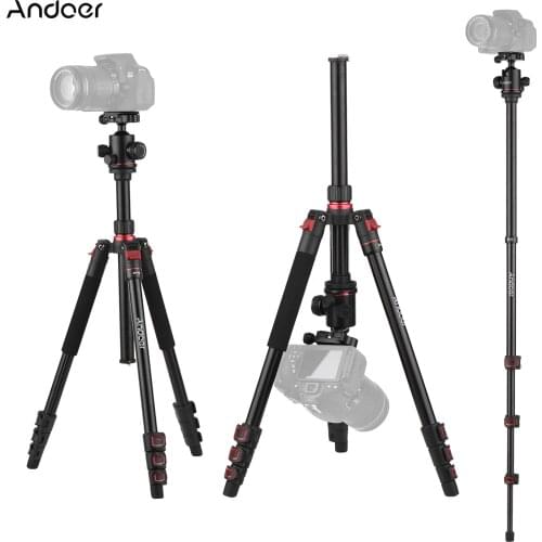 Andoer Aluminum Alloy Tripod Detachable Reversible Tripod Stand Load Capacity 10KG with Ballhead for Camera Camcorder Projector
