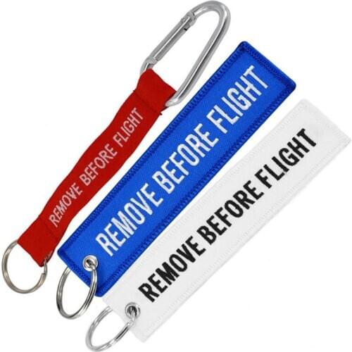 Remove Before Flight Chaveiro Keychain Custimized Embroidery Keychain Ring for Aviation Gifts OEM Key Ring Jewelry Luggage Tag