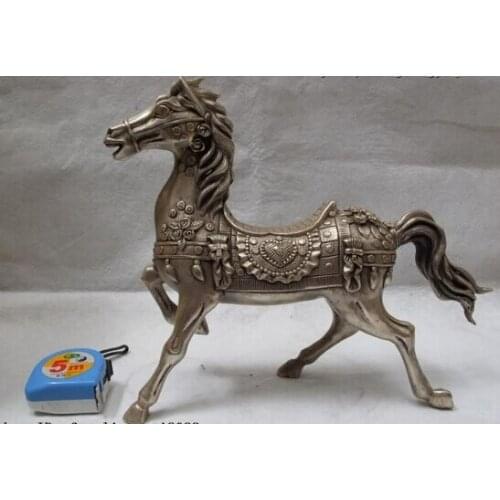 USPS to USA S0273 12 Chinese White Copper Silver Feng Shui Lucky Money wealth running Horse Statue