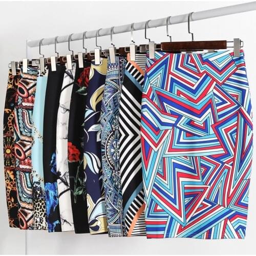 22 Models Summer Women ladies famous Pencil skirt Print High Waist Slim Bodycon Midi vintage Skirts korean style Female Falda