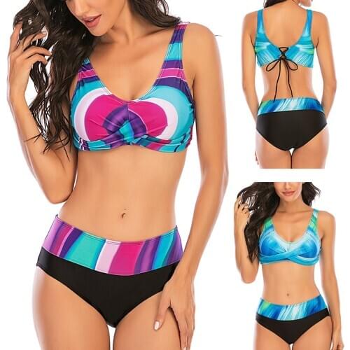 2020 New Plus Size 8XL Floral Printed Women Bikini Set Push-up Swimsuit Bandage Swimming Costume Bathing Suit Swimwear Monokini