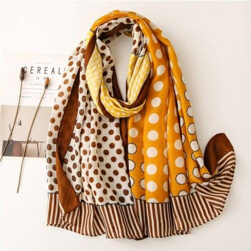 Fashion Aztec Polka Dot Tassel Viscose Shawl Women Spain Brand Print Pashmina Scarf Stole Bufandas Muslim Sjaal 180*85Cm