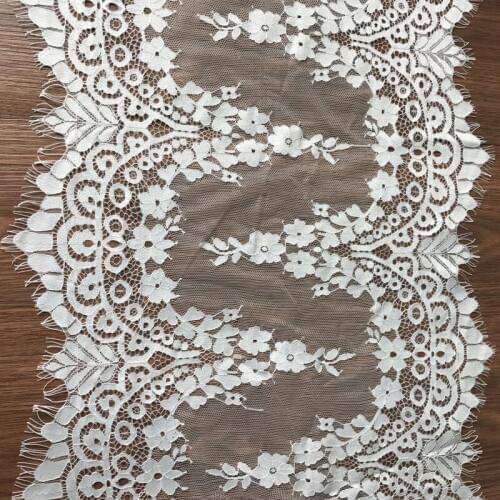 3M/ Lot Delicate French Eyelash Lace White Chantilly Bridal Lace Trim Dress Veils Lace Trim white