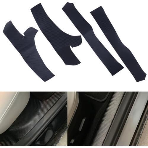 4pcs Black Anti-slip Car Front Rear Door Sill Scuff Welcome Pedal Protective Edge Cover Film fit for Tesla Model3 2017 2018 2019