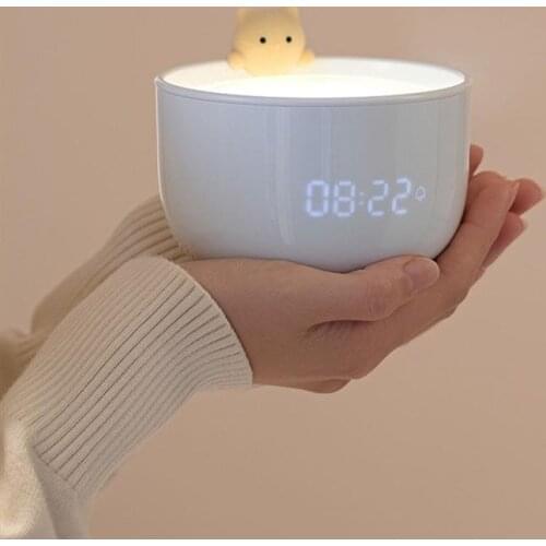 New Creative Alarm Clock Cat Shaped Cat Alarm Clock Night Light For Bedroom Cute LED Sound Control Desktop