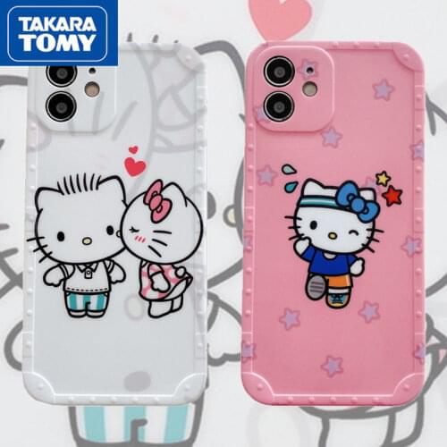 Takara Tomy Hellokitty Cute Silicone Phone Case for IPhone 7/8P/X/XR/XS/XSMAX/11/12PRO/12 Phone Couple Protection Case