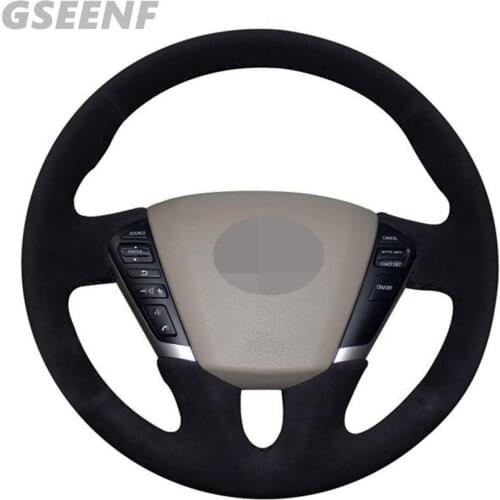 Car Steering Wheel Cover For Nissan Teana 2008-2012 Quest 2011-2017 Murano (Z51) 2009-2014 Black Hand-stitched Suede