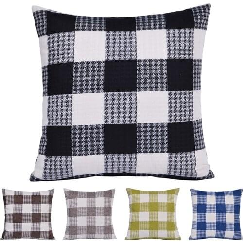 CURCYA Vintage Plaid Throw Pillow Cover Check Old Time Fashion Home Decorative Cushion Covers Pillowcase Home Decor 45x45cm