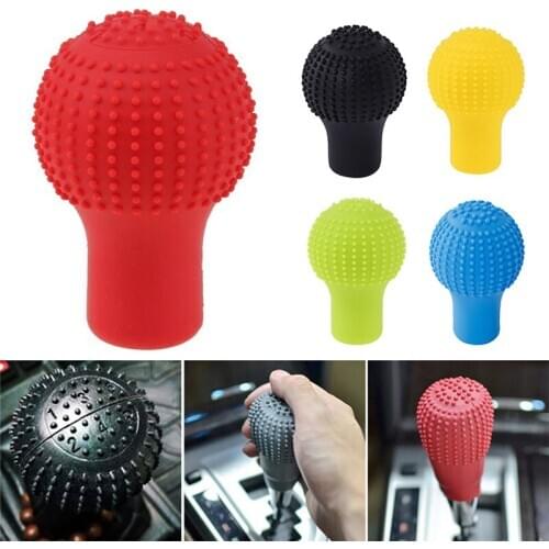 5Colors Silicone Shift Knob Cover Car Gear Shift Cover Car Decoration Car Accessories for Girls Round Bump Nonslip Shifter Lever