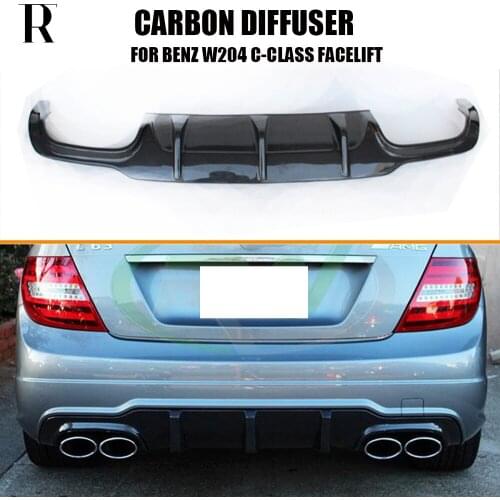 W204 Carbon Fiber Rear Lip Diffuser Spoiler for Benz C180 C200 C260 C300 C350 Sport Bumper C63 AMG Sedan & Coupe 12 - 14