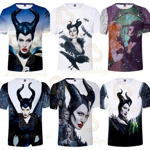 Disney Movie Maleficent Mistress of Evil Printed Children T-shirts Kids Summer O-Neck Tees Men/Women Soft Tops Baby Clothing