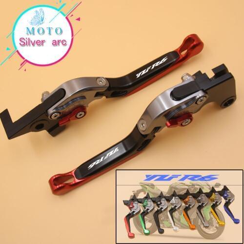 For Yamaha YZF R6 1999 2000 2001 2002 2003 2004 With Logo(YZF R6) Red+Titanium New CNC Adjustable Motorcycle Brake Clutch Levers