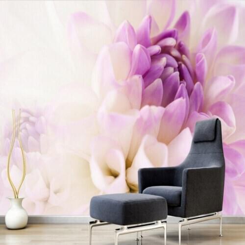 Dropship Custom Photo Wallpaper Romantic Purple Chrysanthemum Modern Minimalist Backdrop Wallpaper Murals Bedroom Decorative