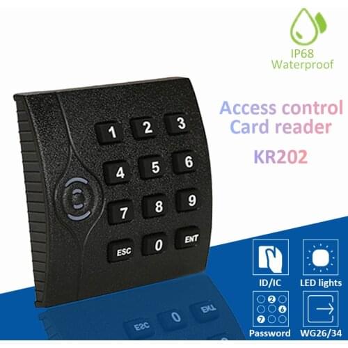 Good Quality ZK KR202 Access Control RFID Card Reader Wiegand26/34 ID/IC Card Reader IP68 Waterproof Smart With Keypad