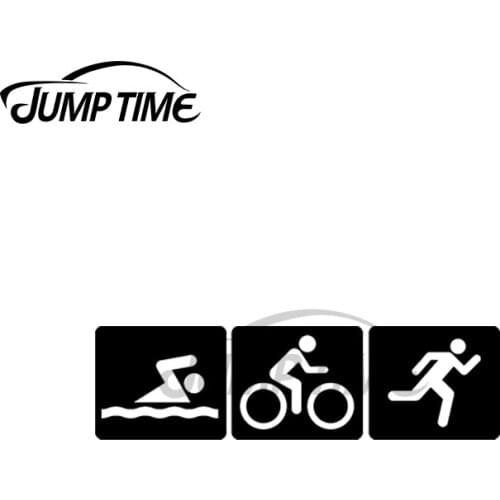 JumpTime 13 x 2.5cm Triathlon Swim Bike Run VAN Cartoon Decal Windows Air Conditioner Car Stickers Personality Vinyl Car Wrap