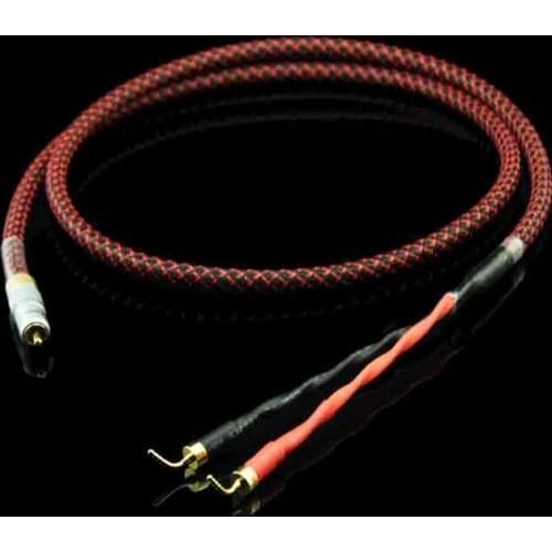 Pair OFC Speaker cable RCA TO Pin Banana Plug HIFI Loudspeaker swan m80w